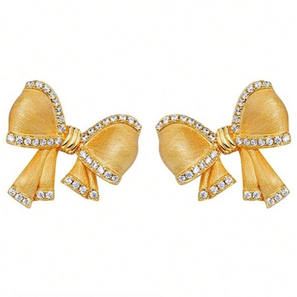 🌹Sale, 2 for $50 on all gold plated🌹 18k gold plated Elegant Gold Bow Earrings - Picture 5 of 6